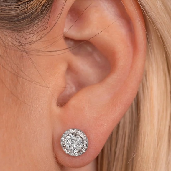 NEW Sterling Silver Round Shiny Earrings - Picture 2 of 4